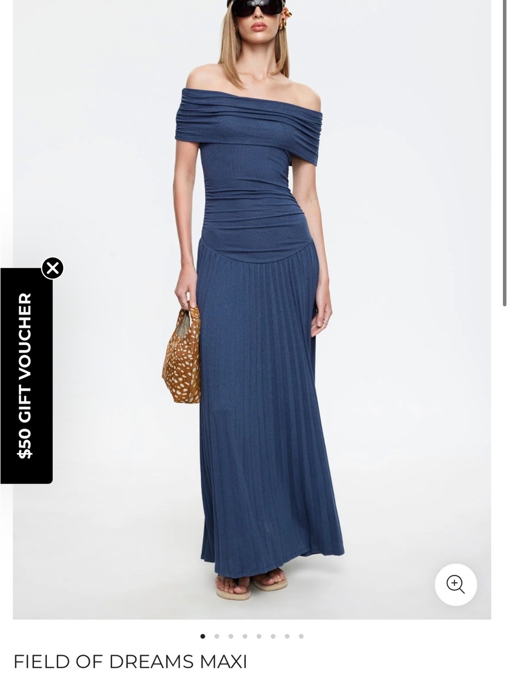 Lioness Field Of Dreams Off-Shoulder Maxi Dress in Soft Grey